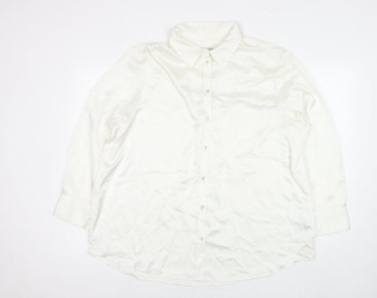Womens UK Size 12 Marks and Spencer White Basic Button-Up