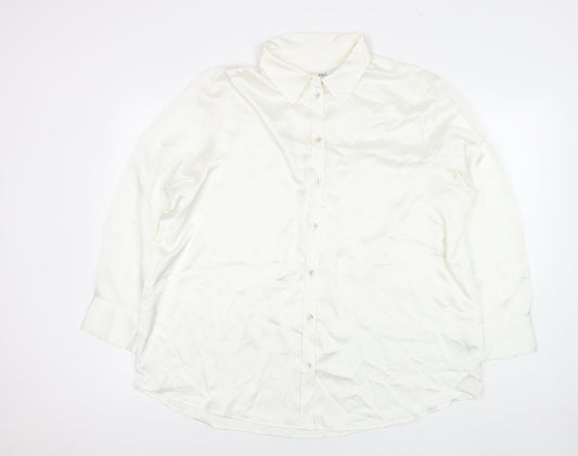 Womens UK Size 12 Marks and Spencer White Basic Button-Up