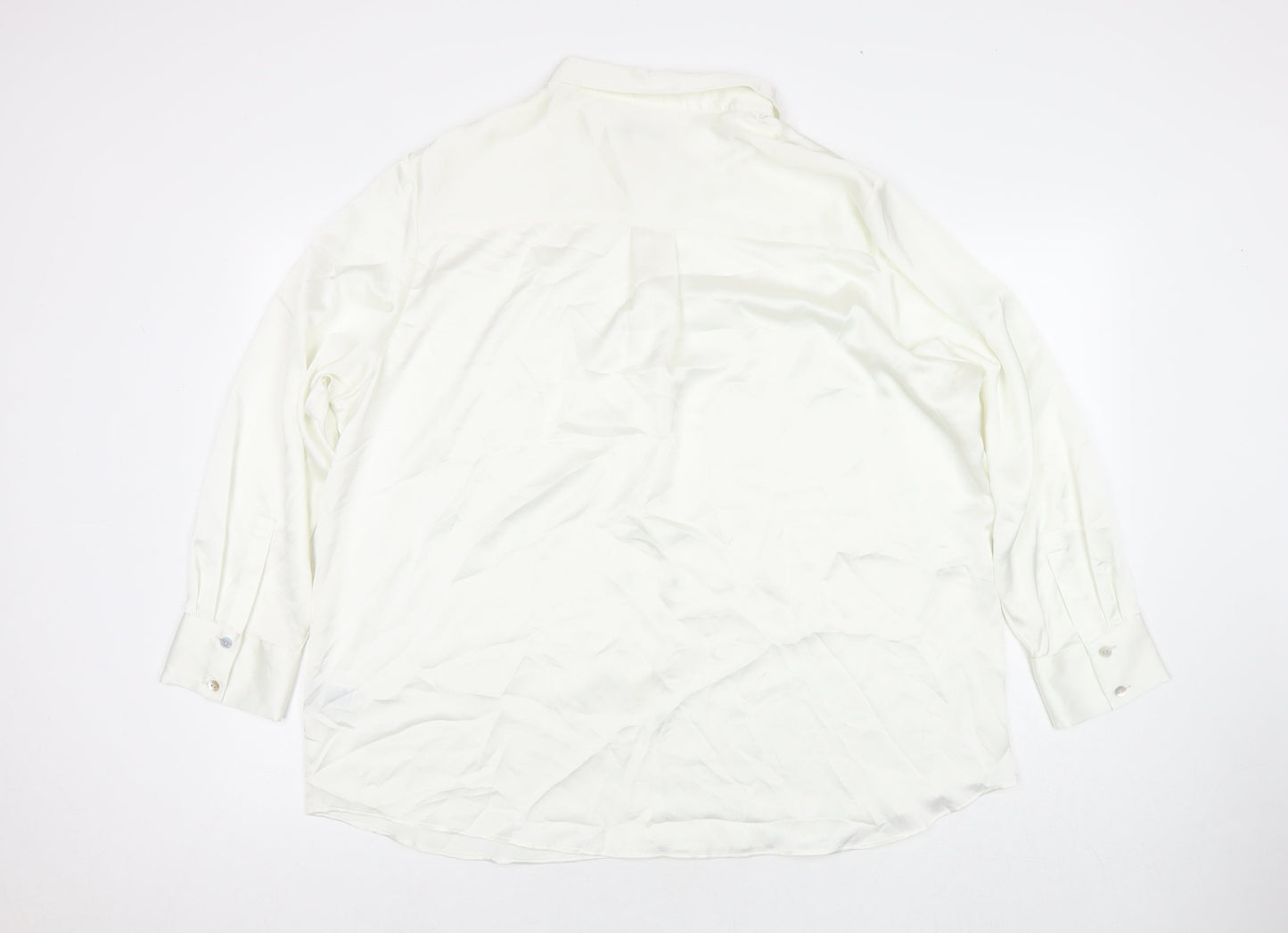 Womens UK Size 12 Marks and Spencer White Basic Button-Up