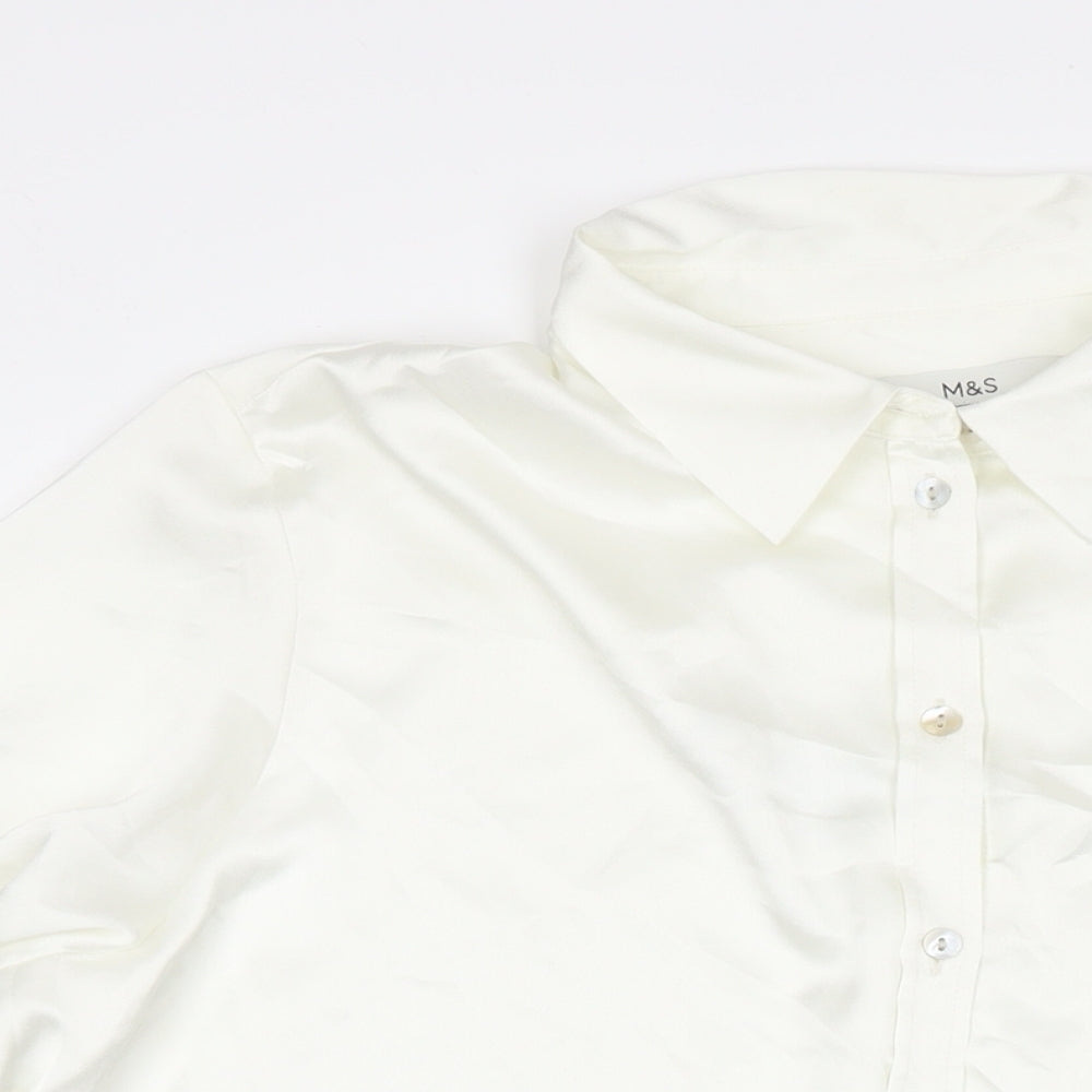 Womens UK Size 12 Marks and Spencer White Basic Button-Up