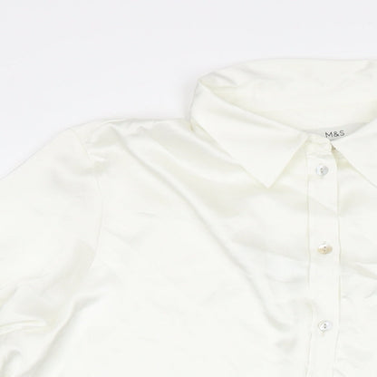 Womens UK Size 12 Marks and Spencer White Basic Button-Up
