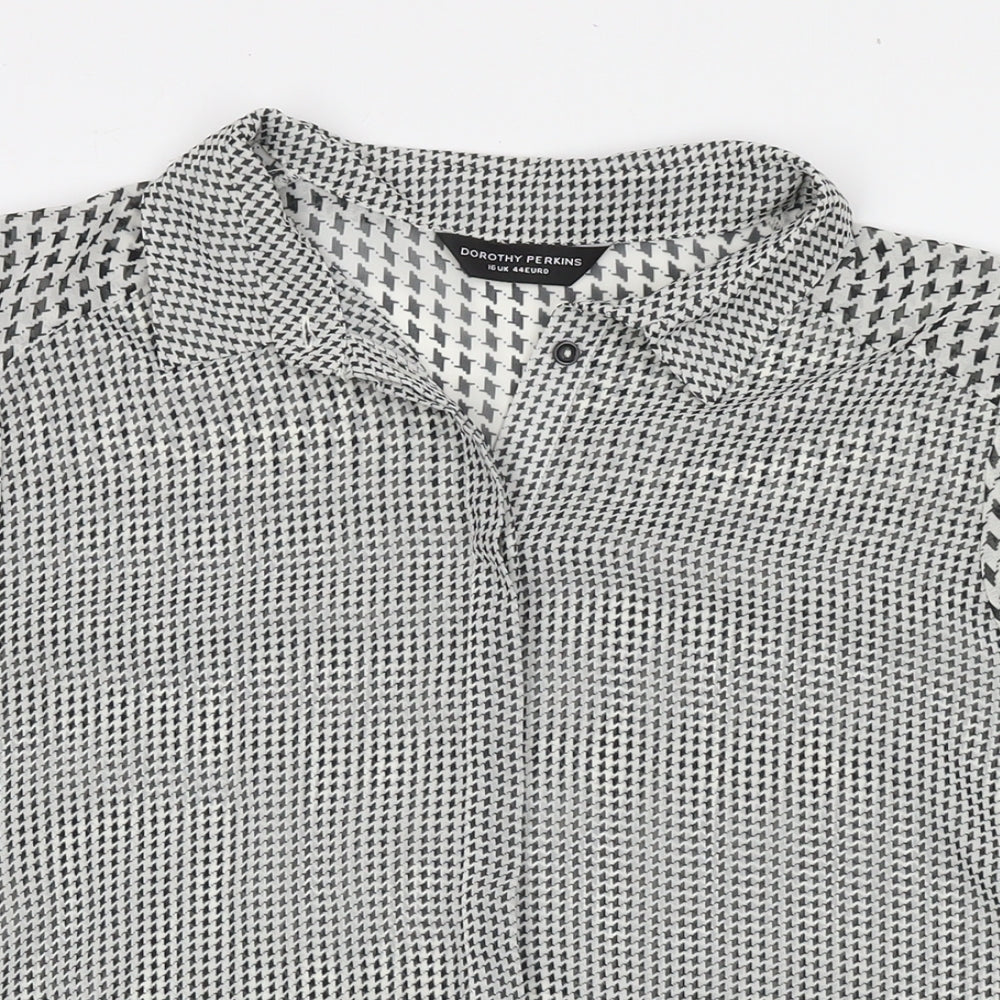Womens UK Size 16 Dorothy Perkins Black Basic Button-Up
