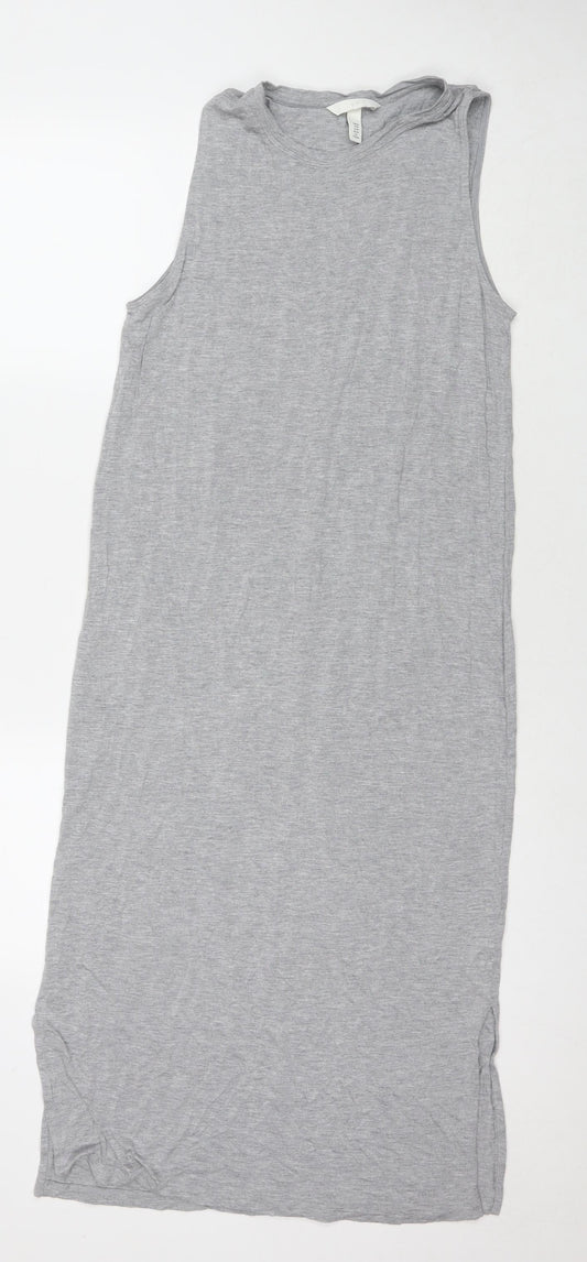 H&M Womens Grey Viscose Tank Dress Size M Round Neck Pullover
