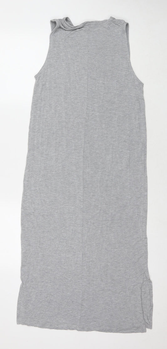 H&M Womens Grey Viscose Tank Dress Size M Round Neck Pullover