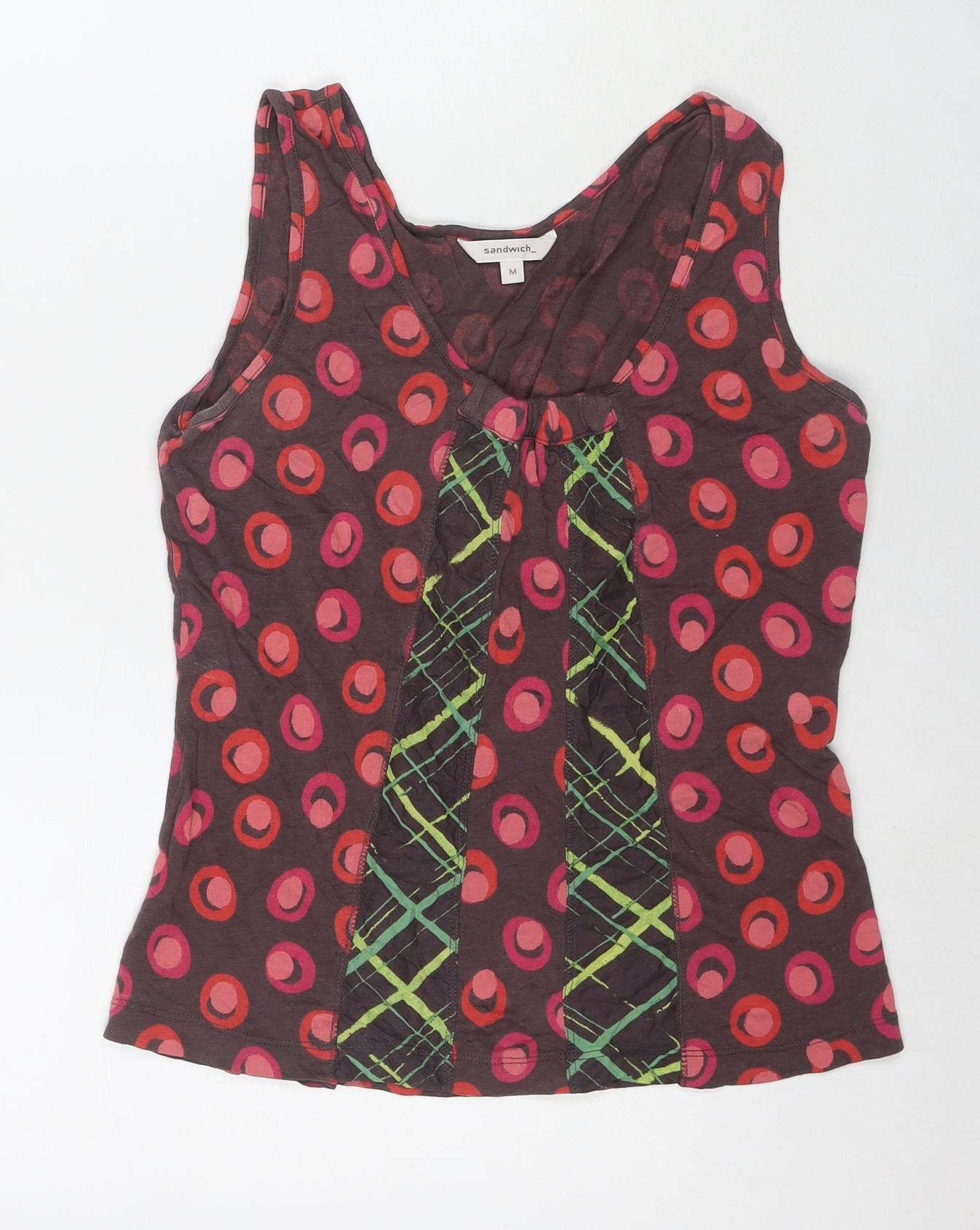 Womens UK Size M Sandwich Multicoloured Basic Tank