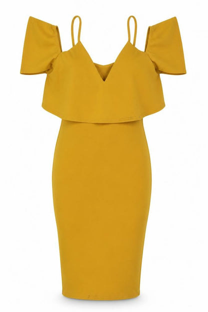 Missguided Womens Yellow Polyester Bodycon Size 8 Off the Shoulder Pullover