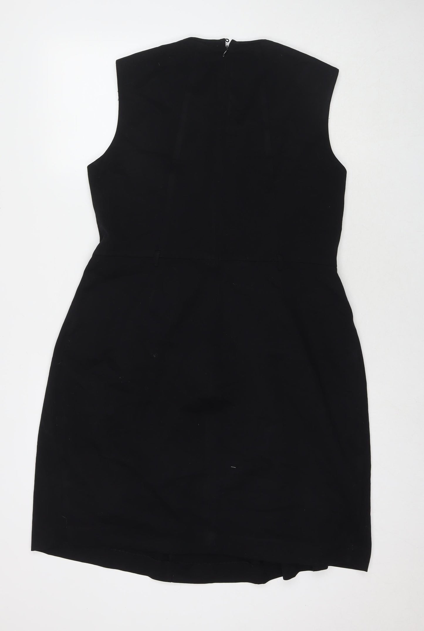 Marks and Spencer Womens Black Polyester A-Line Size 16 Round Neck Zip