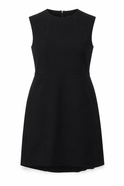 Marks and Spencer Womens Black Polyester A-Line Size 16 Round Neck Zip