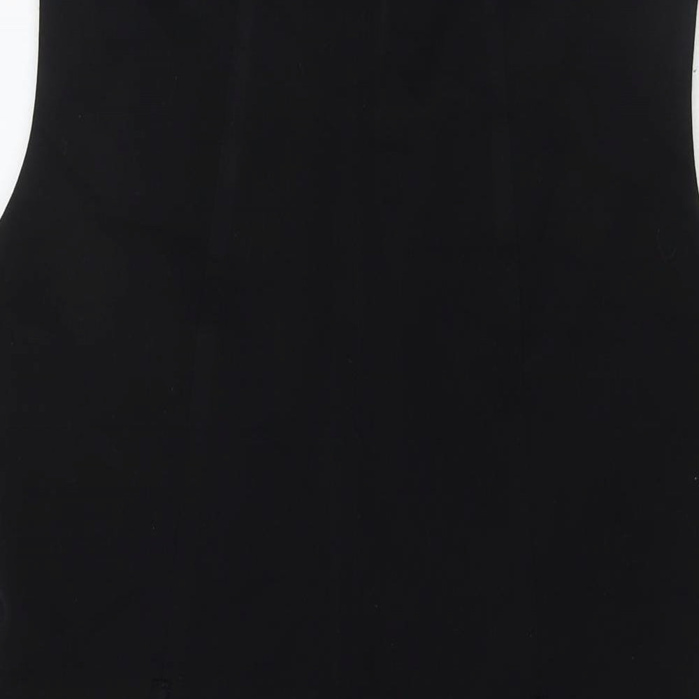 Marks and Spencer Womens Black Polyester A-Line Size 16 Round Neck Zip