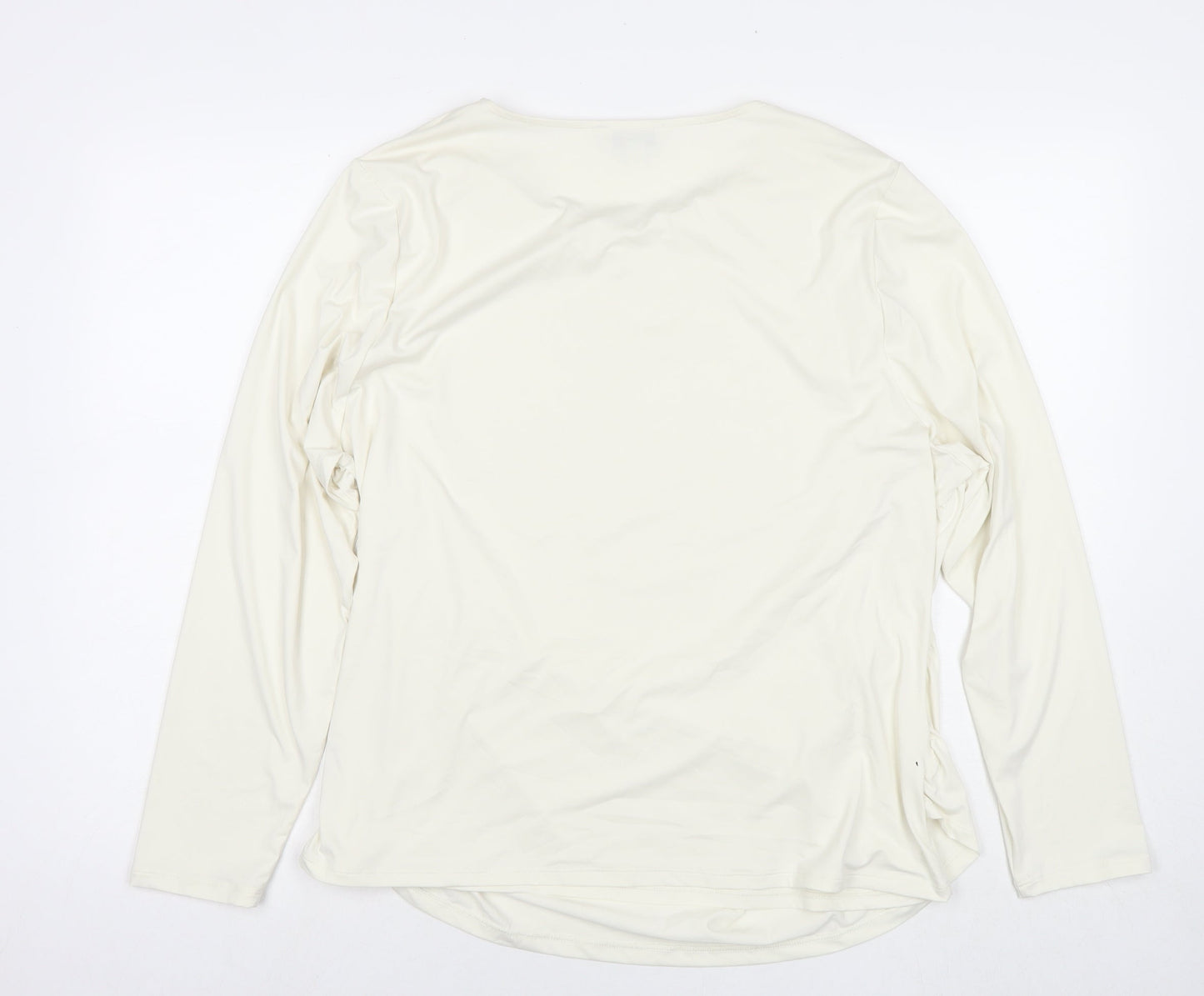 Marks and Spencer Womens White Polyester Basic Blouse Size 24 Round Neck