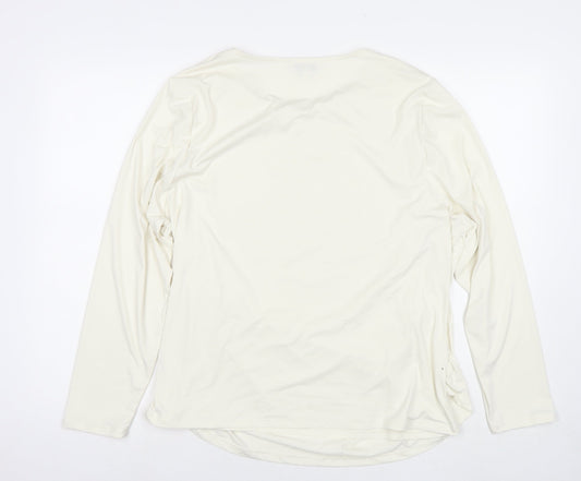 Marks and Spencer Womens White Polyester Basic Blouse Size 24 Round Neck