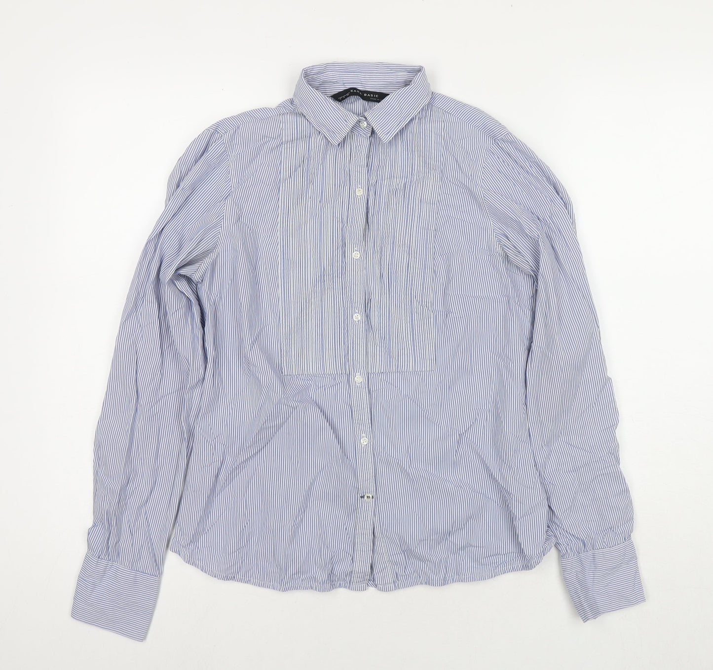Womens UK Size S Zara Blue Basic Button-Up