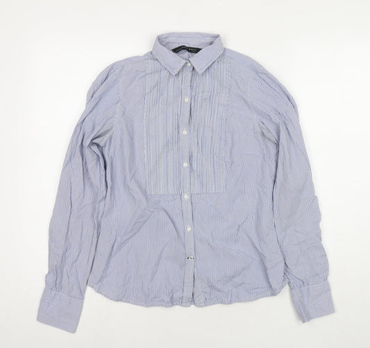Womens UK Size S Zara Blue Basic Button-Up
