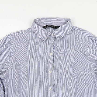 Womens UK Size S Zara Blue Basic Button-Up