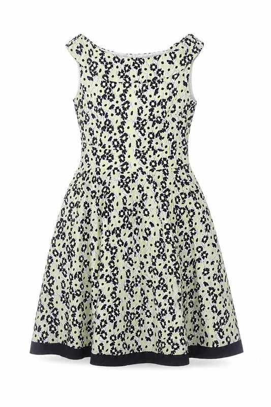 Front view of Principles women’s multicoloured floral cotton fit & flare, size UK 12, round neck zip