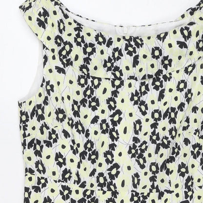 Principles Womens Multicoloured Floral Cotton Fit & Flare Size 12 Round Neck Zip
