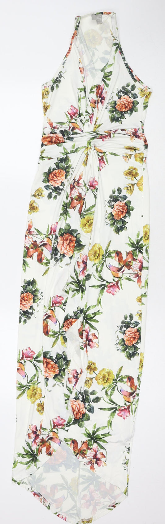 ASOS Womens Multicoloured Floral Polyester Maxi Size 6 V-Neck Pullover