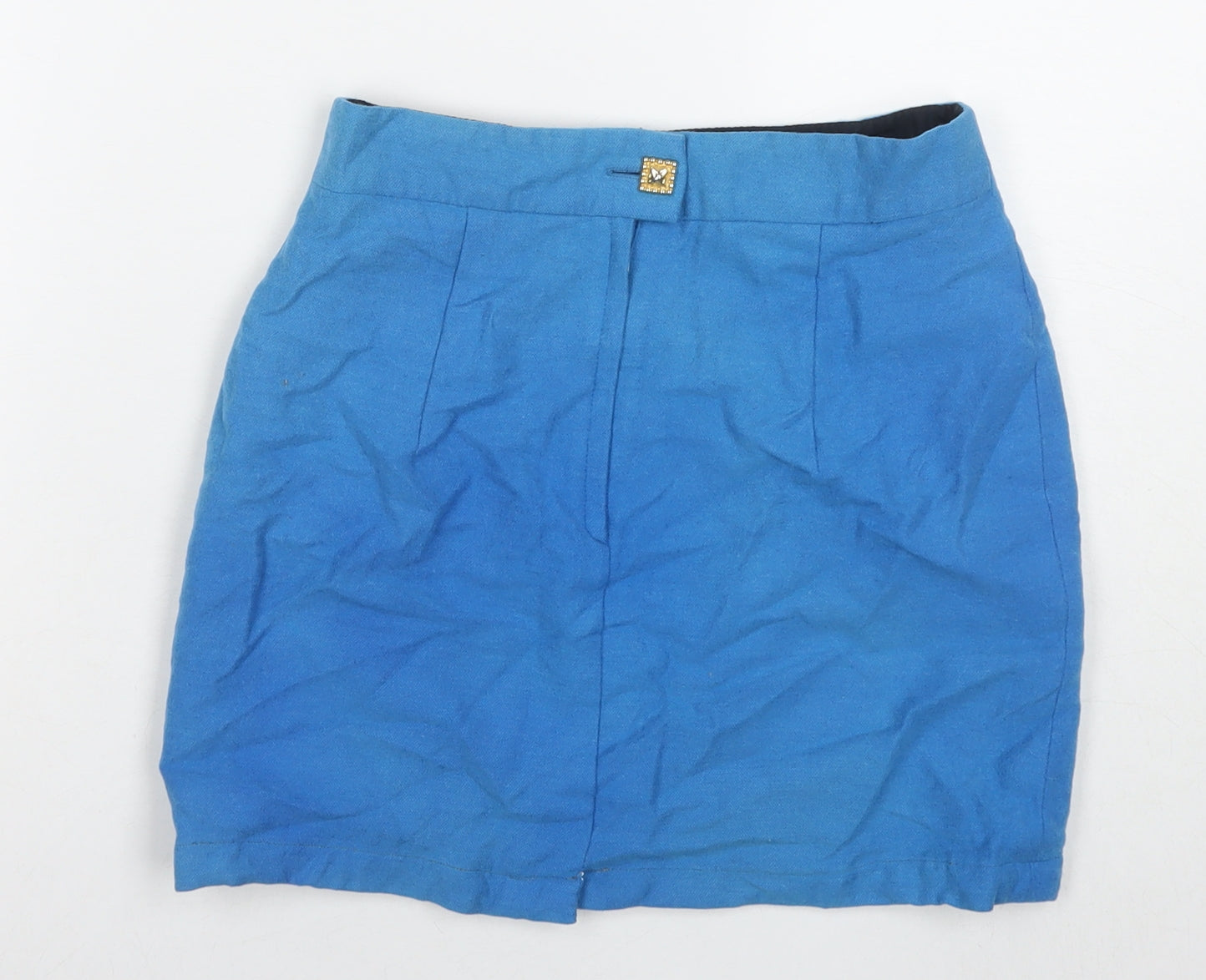 Laurel Womens Blue Wool Mini Skirt Size 8 Zip