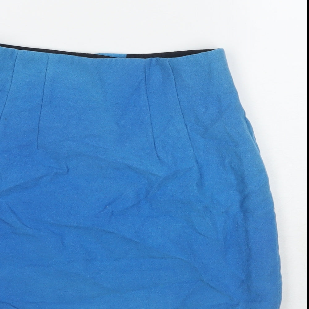 Laurel Womens Blue Wool Mini Skirt Size 8 Zip