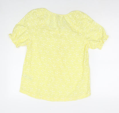 Monsoon Womens Yellow Cotton Basic T-Shirt Size 12 Round Neck
