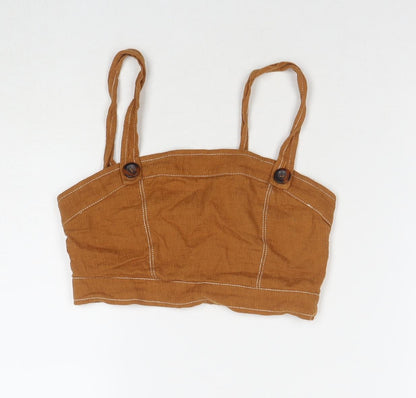 Womens UK Size S Pull&Bear Brown Cropped Tank