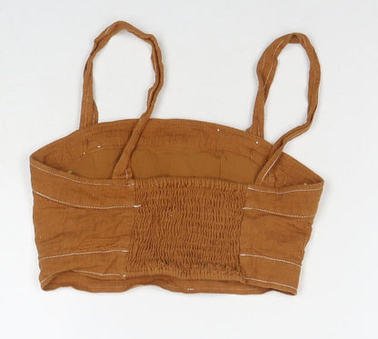 Womens UK Size S Pull&Bear Brown Cropped Tank