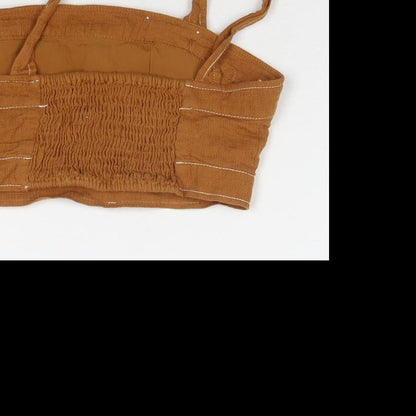 Womens UK Size S Pull&Bear Brown Cropped Tank