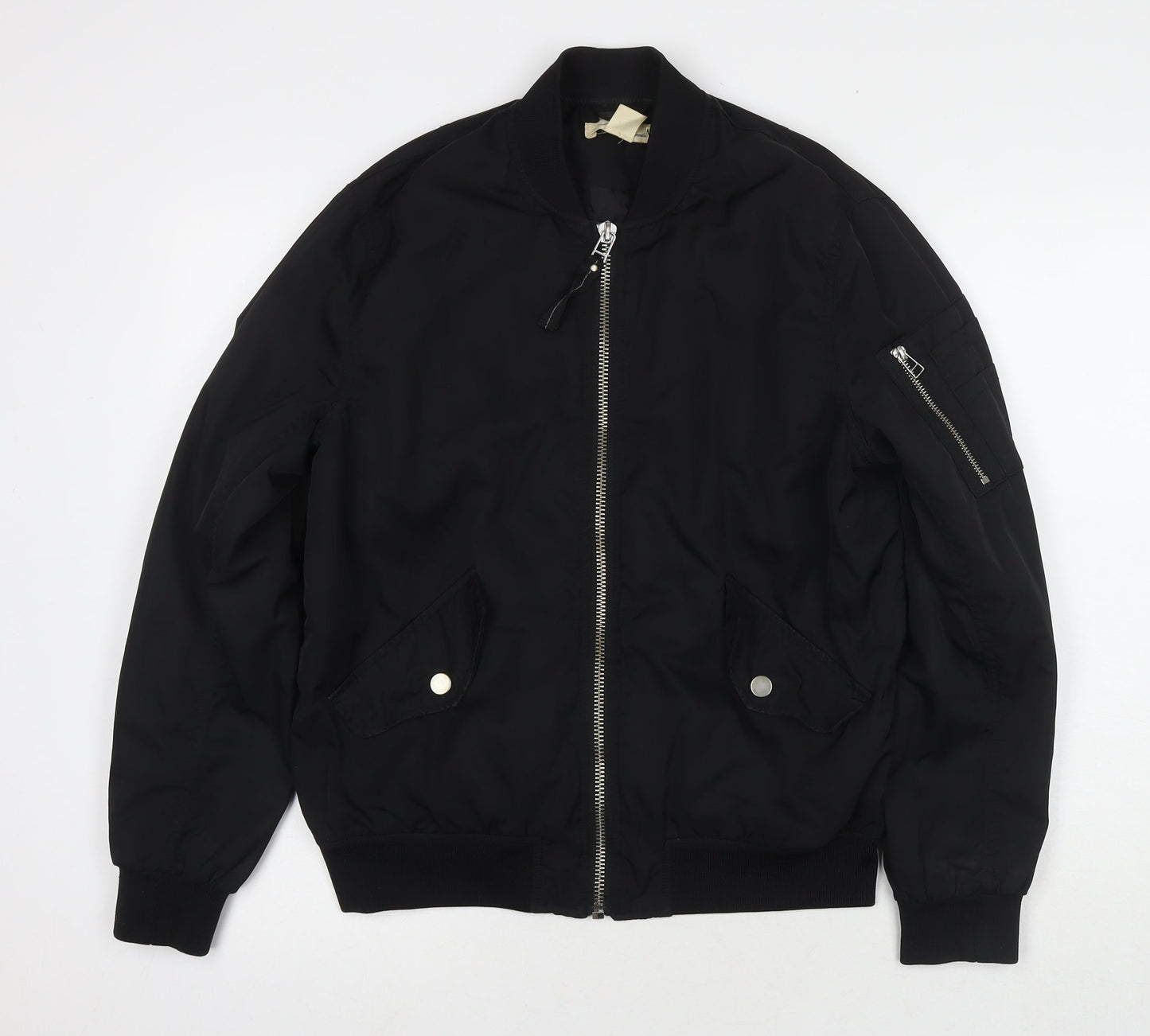 Womens UK Size 8 H&M Black Bomber Jacket