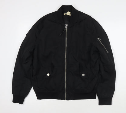 Womens UK Size 8 H&M Black Bomber Jacket