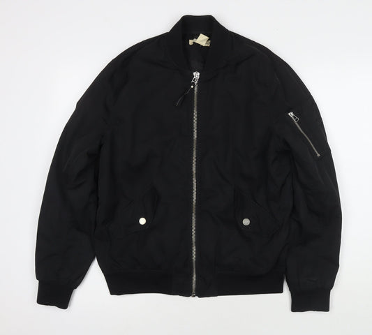 Womens UK Size 8 H&M Black Bomber Jacket