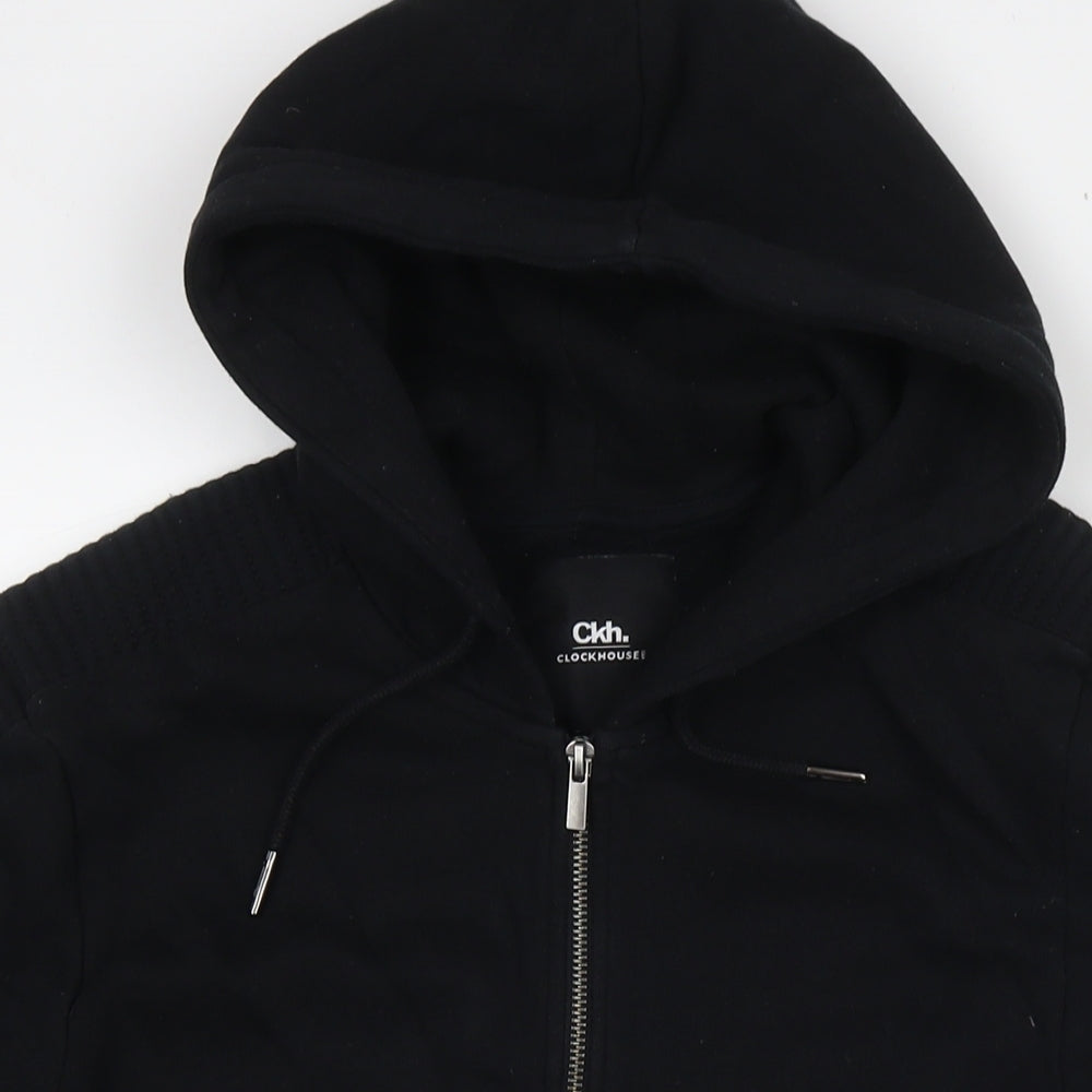 Clockhouse Mens Black Cotton Full Zip Hoodie Size XS