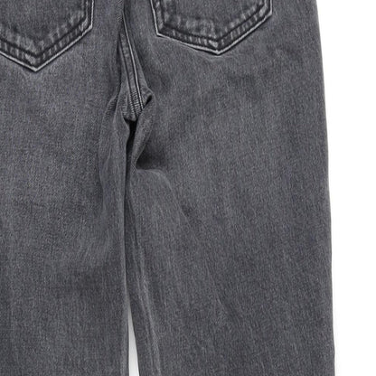 Topshop Womens Grey Cotton Blend Straight Jeans Size 26 in L32 in Regular Zip - Raw Hem