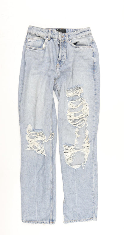 ASOS Womens Blue Cotton Straight Jeans Size 28 in L28 in Regular Button