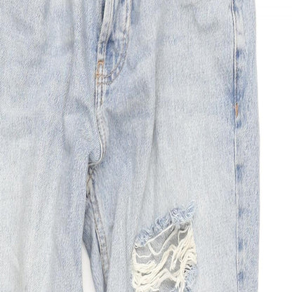 ASOS Womens Blue Cotton Straight Jeans Size 28 in L28 in Regular Button