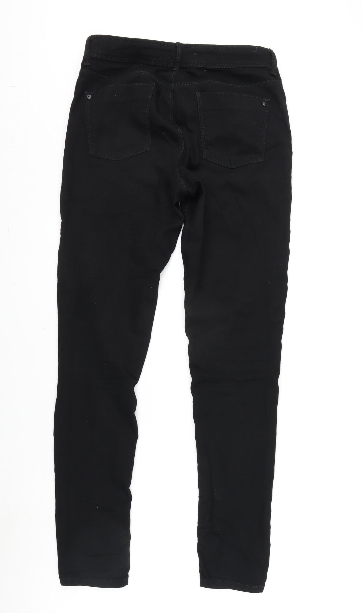 Dorothy Perkins Womens Black Cotton Blend Tapered Jeans Size 12 L32 in Regular Zip