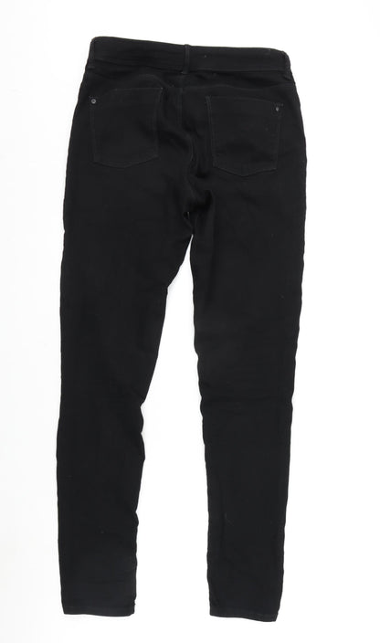 Dorothy Perkins Womens Black Cotton Blend Tapered Jeans Size 12 L32 in Regular Zip