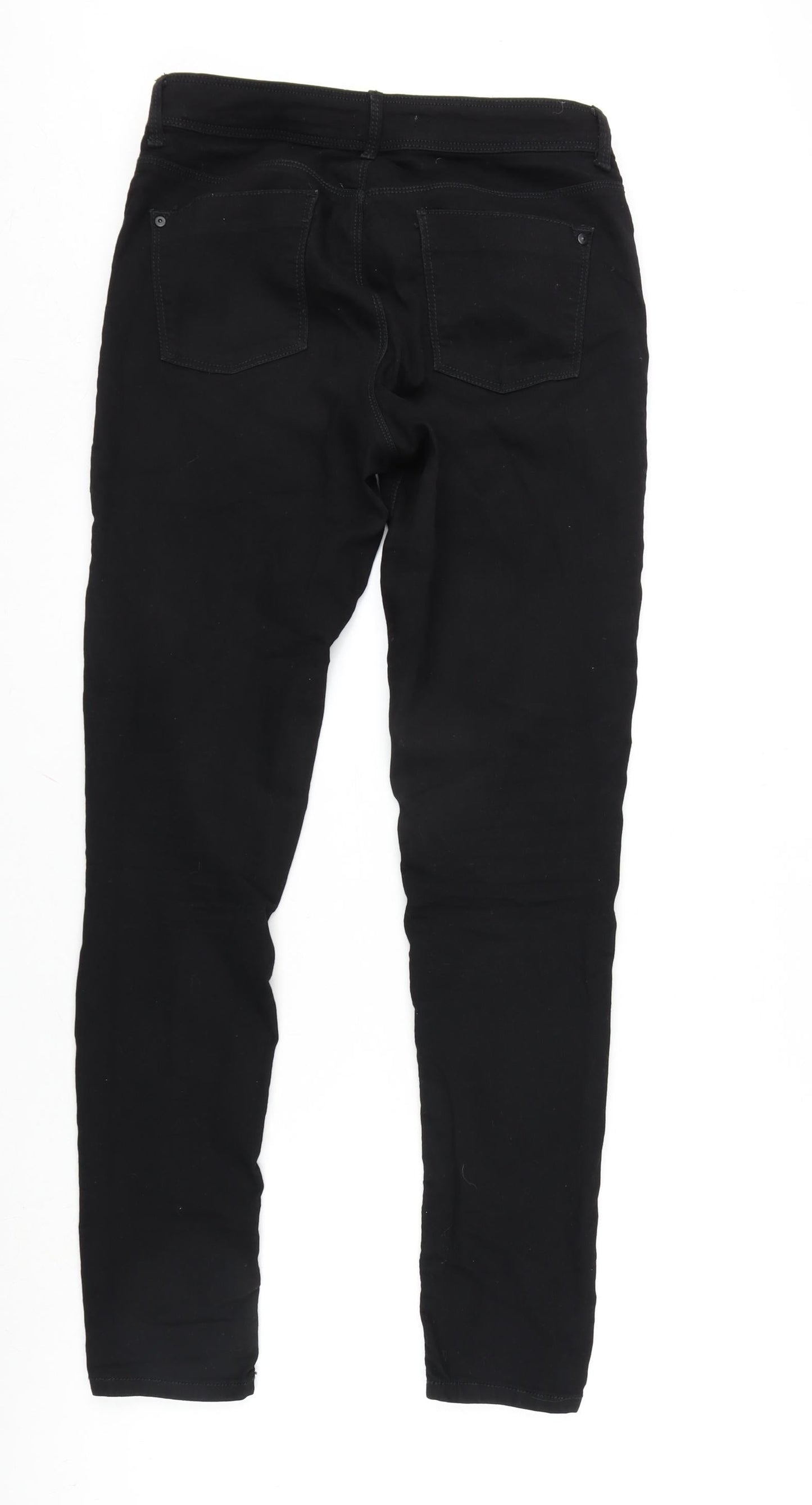 Dorothy Perkins Womens Black Cotton Blend Tapered Jeans Size 12 L32 in Regular Zip