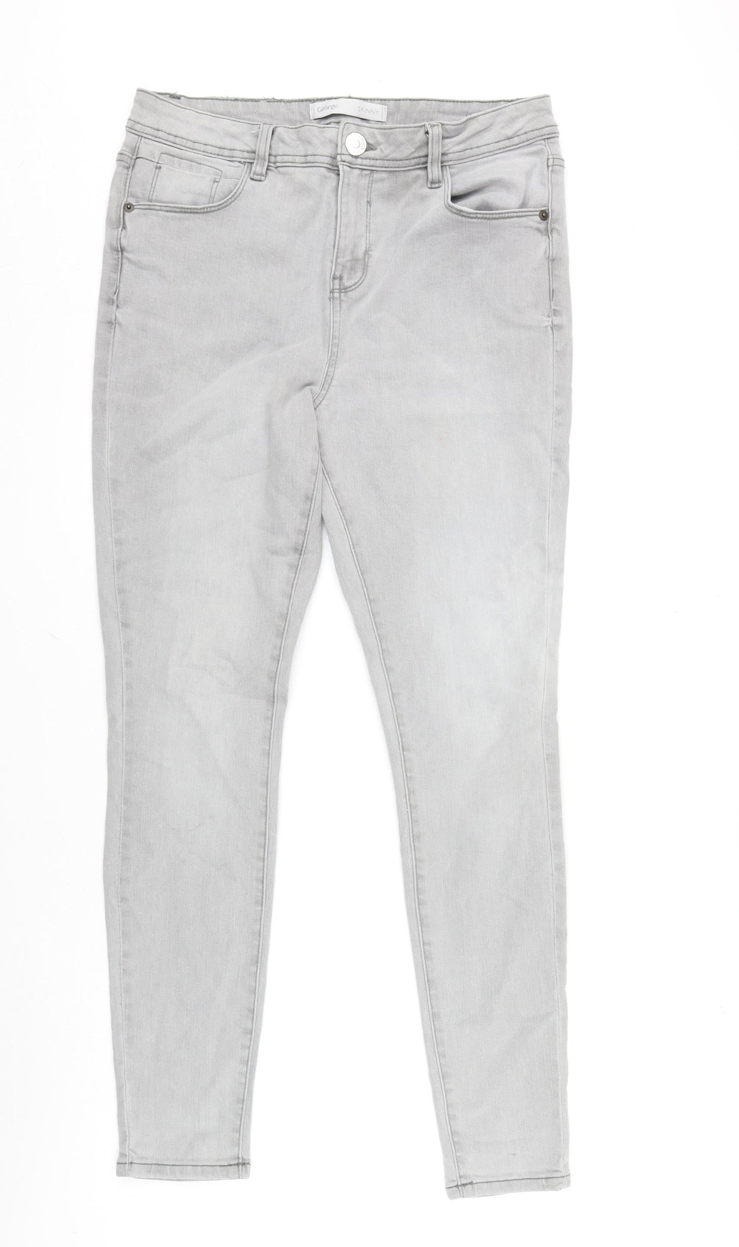 George Womens Grey Cotton Blend Skinny Jeans Size 12 L28.5 in Regular Zip