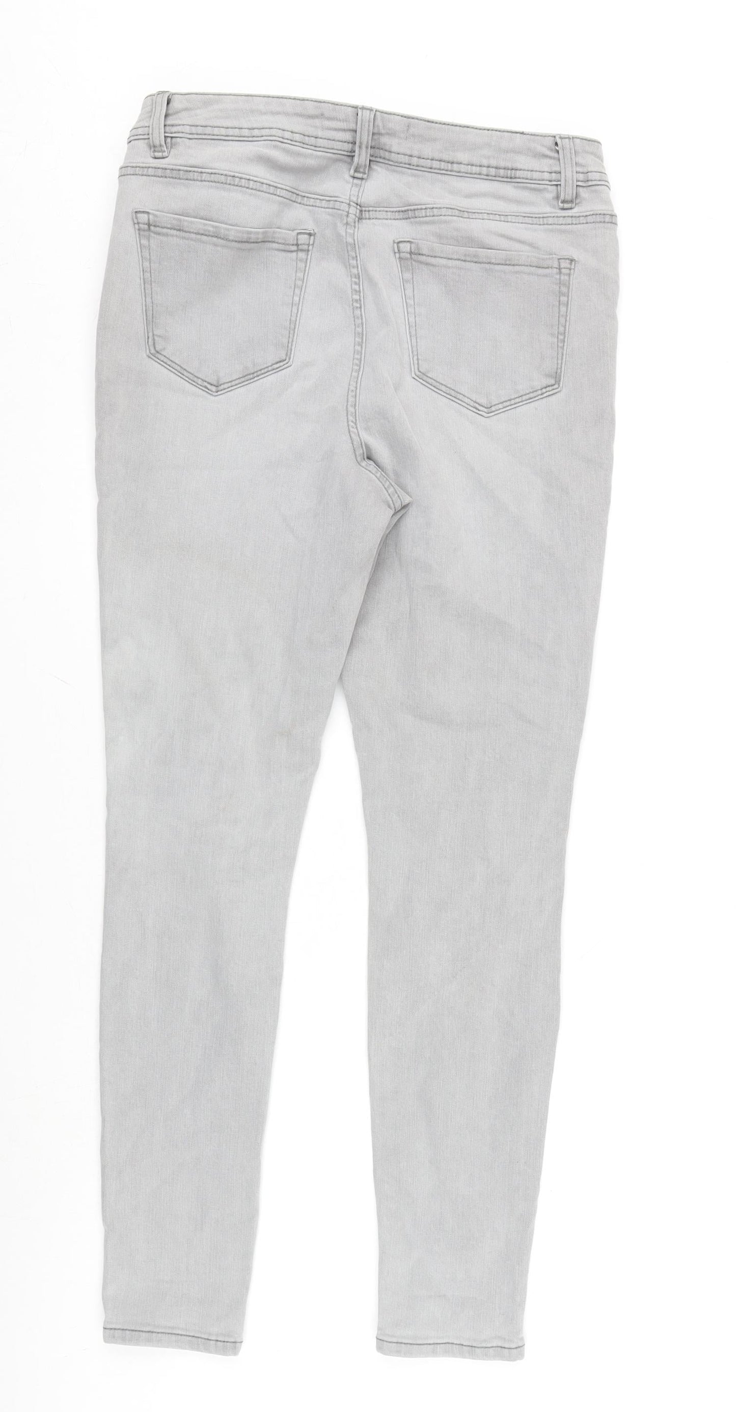 George Womens Grey Cotton Blend Skinny Jeans Size 12 L28.5 in Regular Zip