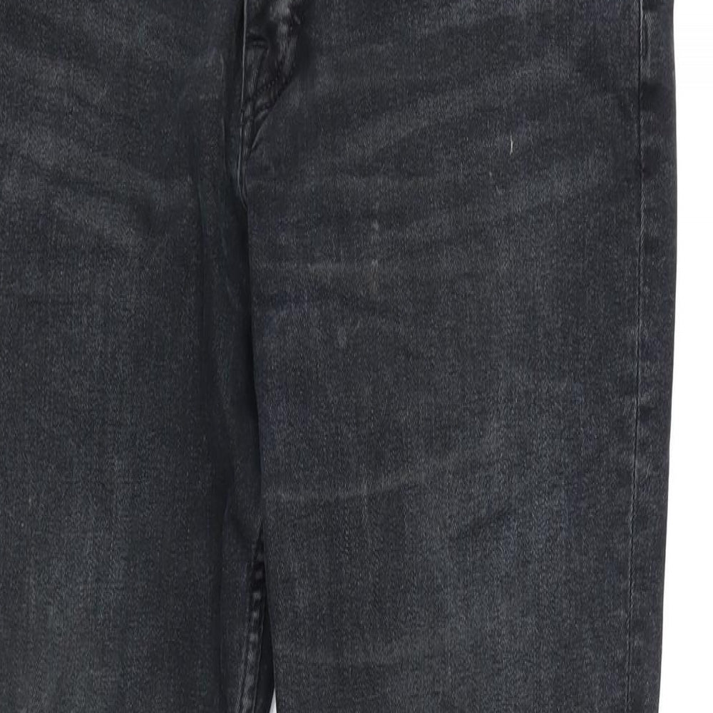 Denim & Co. Mens Grey Cotton Blend Straight Jeans Size 32 in L31 in Regular Button