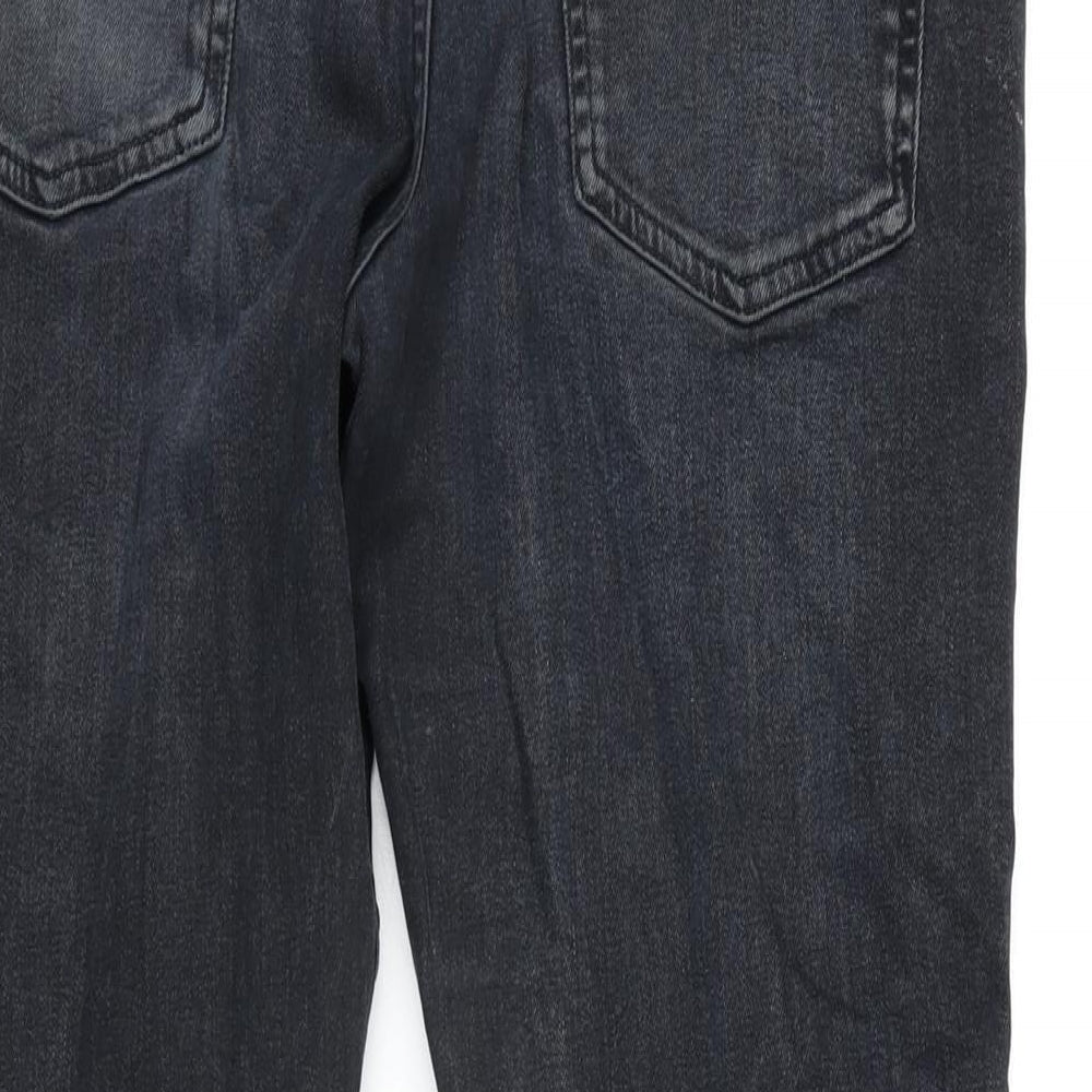 Denim & Co. Mens Grey Cotton Blend Straight Jeans Size 32 in L31 in Regular Button