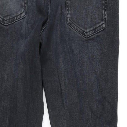 Denim & Co. Mens Grey Cotton Blend Straight Jeans Size 32 in L31 in Regular Button