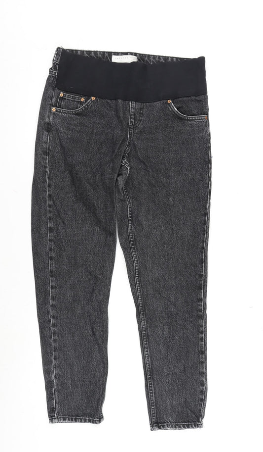 Topshop Womens Grey Cotton Blend Tapered Jeans Size 8 L28.5 in Regular