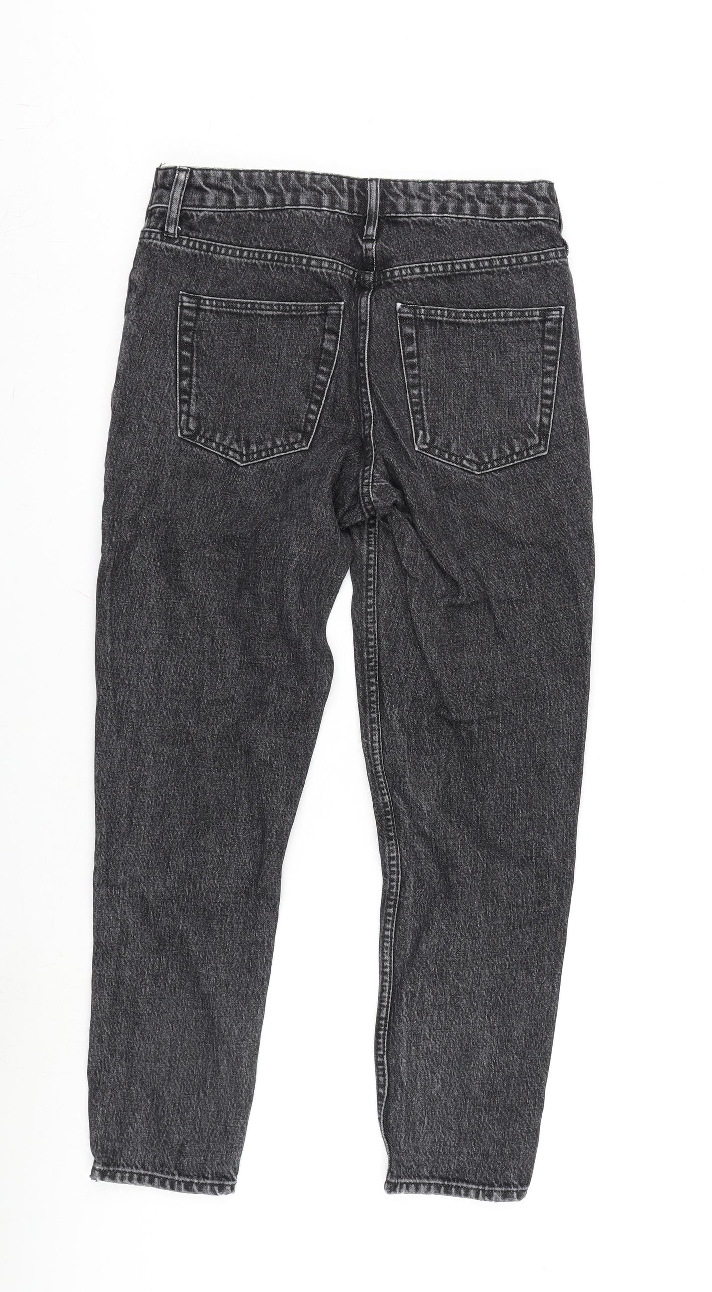 Topshop Womens Grey Cotton Blend Tapered Jeans Size 8 L28.5 in Regular