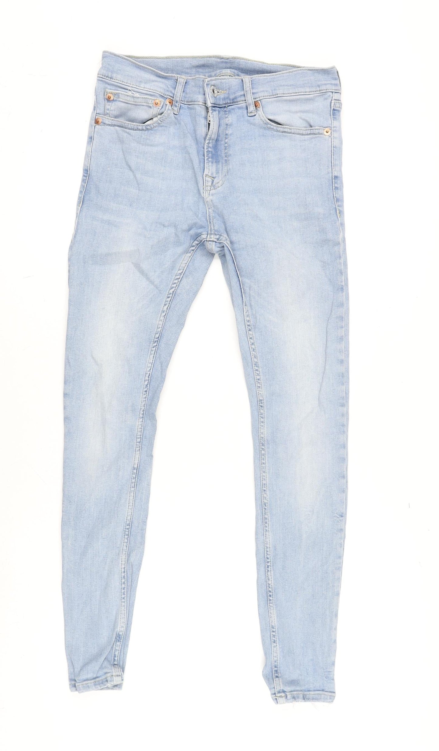Mens UK Size 28 in Topman Regular Fit Tapered Blue Jeans