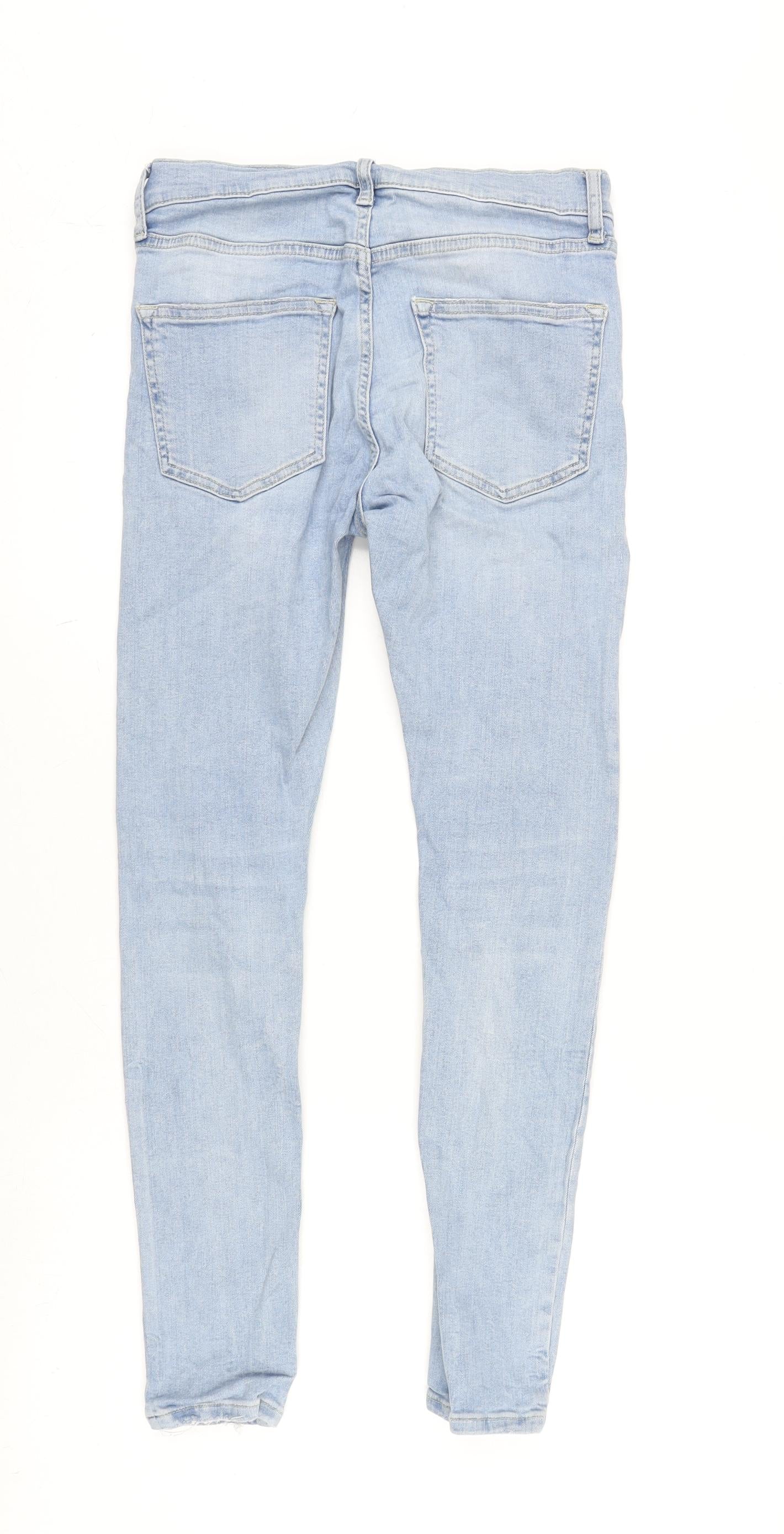 Mens UK Size 28 in Topman Regular Fit Tapered Blue Jeans