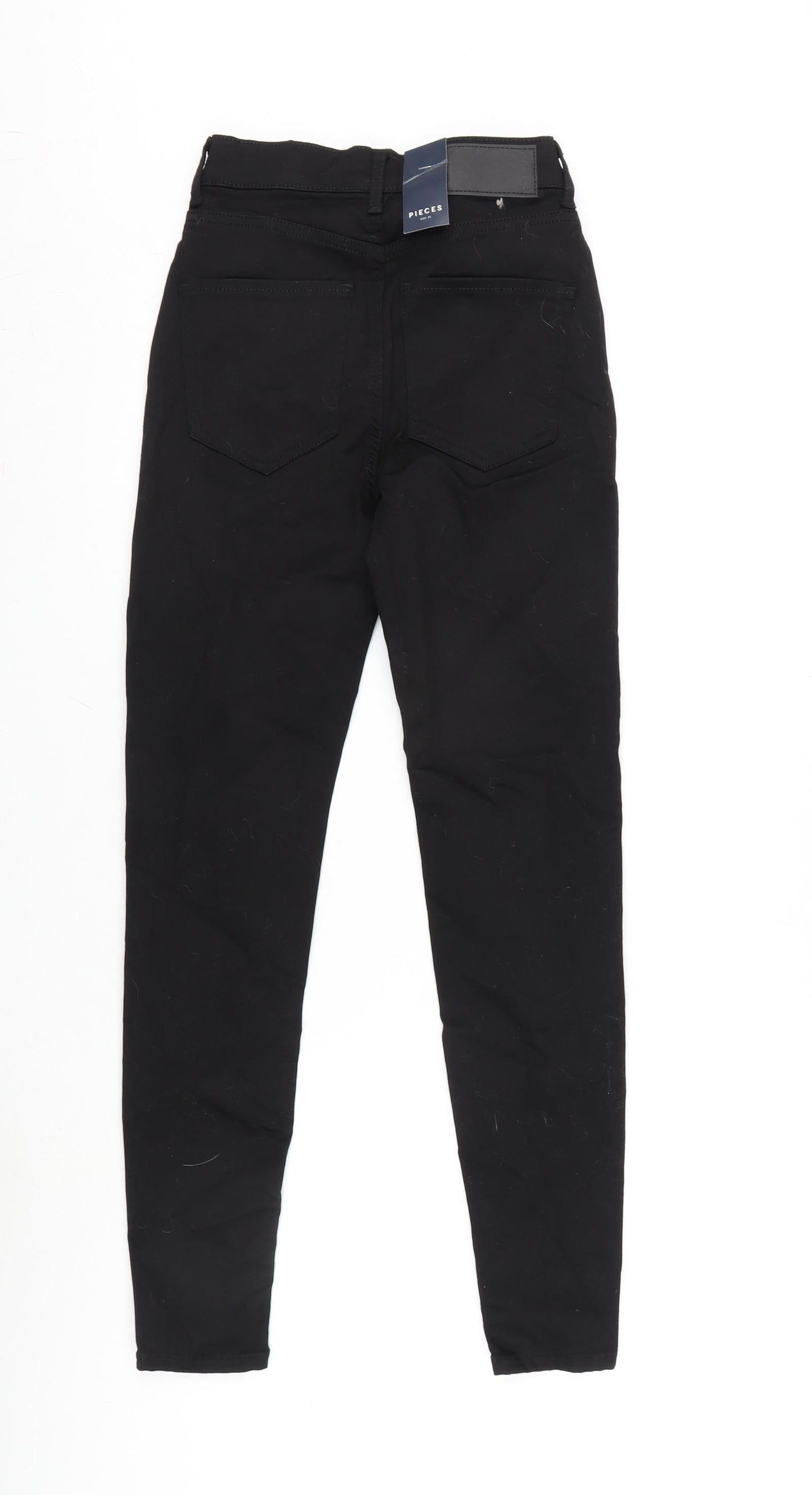 Womens UK Size XS Pieces Regular Fit Tapered Black Jeans