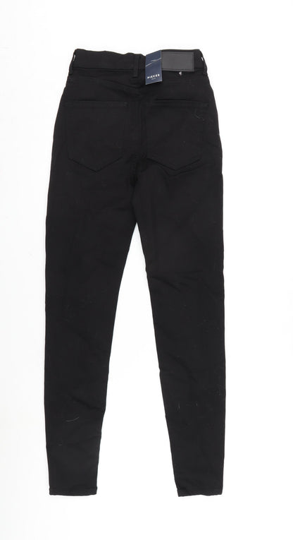Womens UK Size XS Pieces Regular Fit Tapered Black Jeans