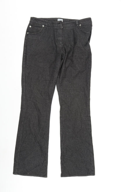 Oasis Womens Grey Cotton Blend Flared Jeans Size 12 L30 in Regular Zip