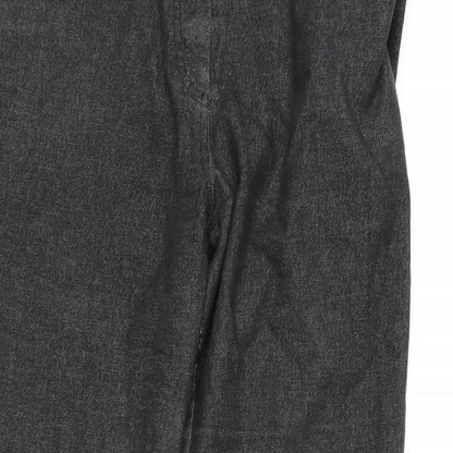 Oasis Womens Grey Cotton Blend Flared Jeans Size 12 L30 in Regular Zip